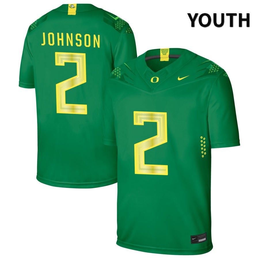 Oregon Ducks Youth #2 DJ Johnson Football College Authentic Green NIL 2022 Nike Jersey TDA00O5Y